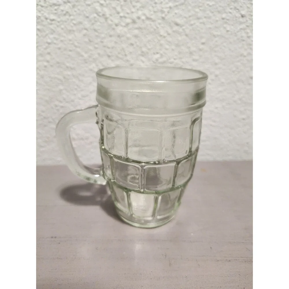 Vintage Anchor Hocking Brick-Style Glass Beer Mug | Grenade Paneled Design | 12
